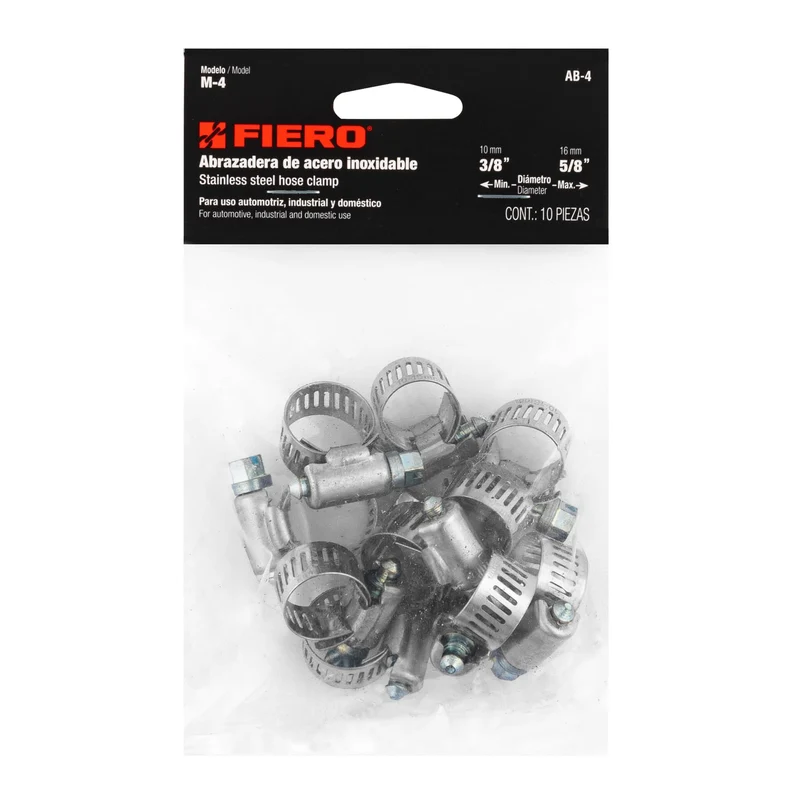 10 ABRAZADERAS MINI SIN FIN REFORZADAS # 4, 3/8 - 5/8", FIERO