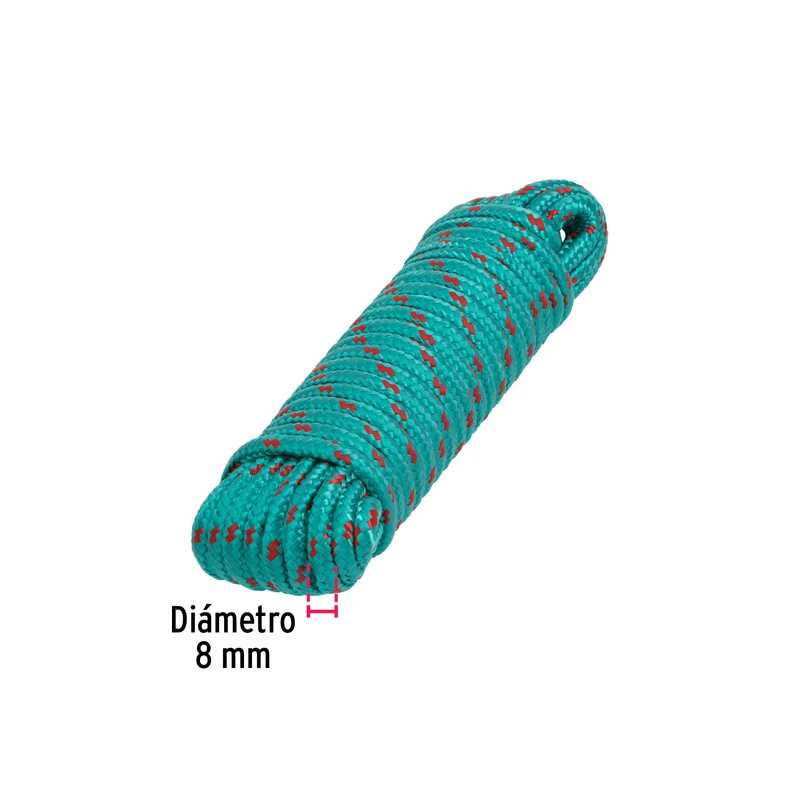 CUERDA DE POLIPROPILENO TRENZADA TRUPER, MULTICOLOR, 8MM X 15M