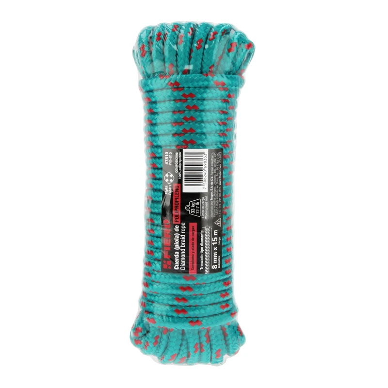 CUERDA DE POLIPROPILENO TRENZADA TRUPER, MULTICOLOR, 8MM X 15M