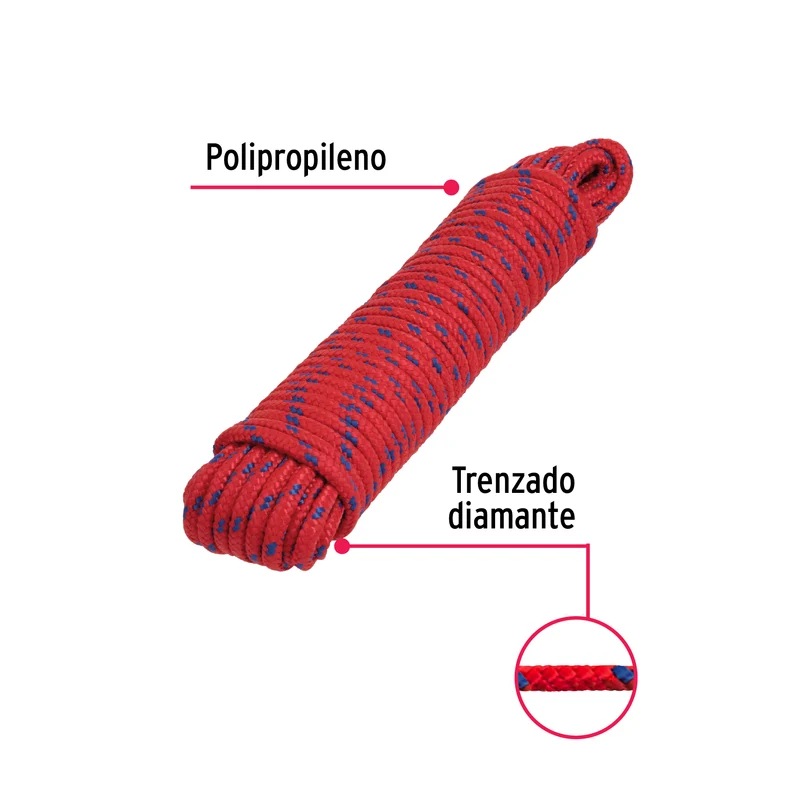 CUERDA POLIPROPILENO TRENZADA TRUPER, MULTICOLOR, 6MM X 15M