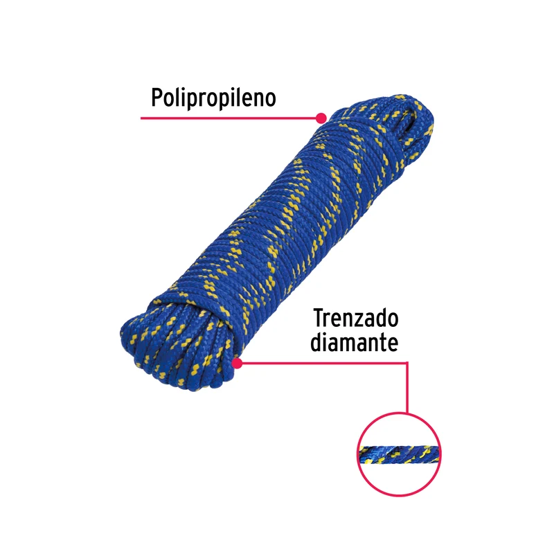CUERDA POLIPROPILENO TRENZADA TRUPER, MULTICOLOR, 5MM X 15M