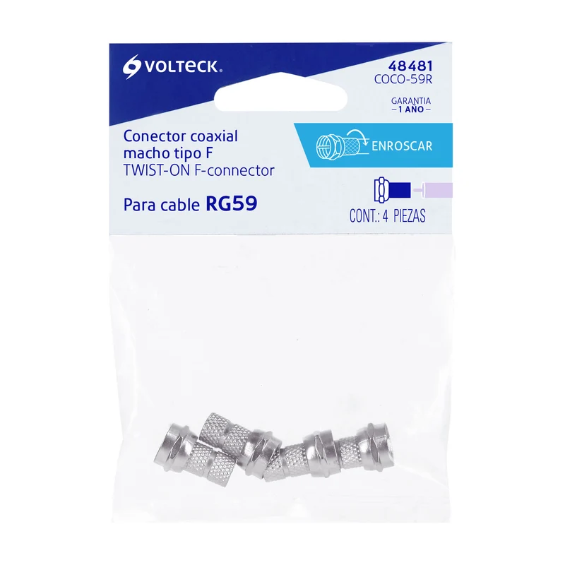 4 CONECTORES COAXIALES RG 59 DE ENROSCAR, VOLTECK