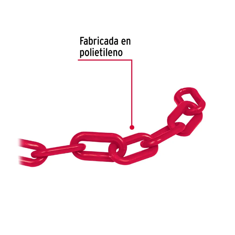 CADENA FIERO 8 MM DE PLÁSTICO ROJA, CARRETE DE 25M