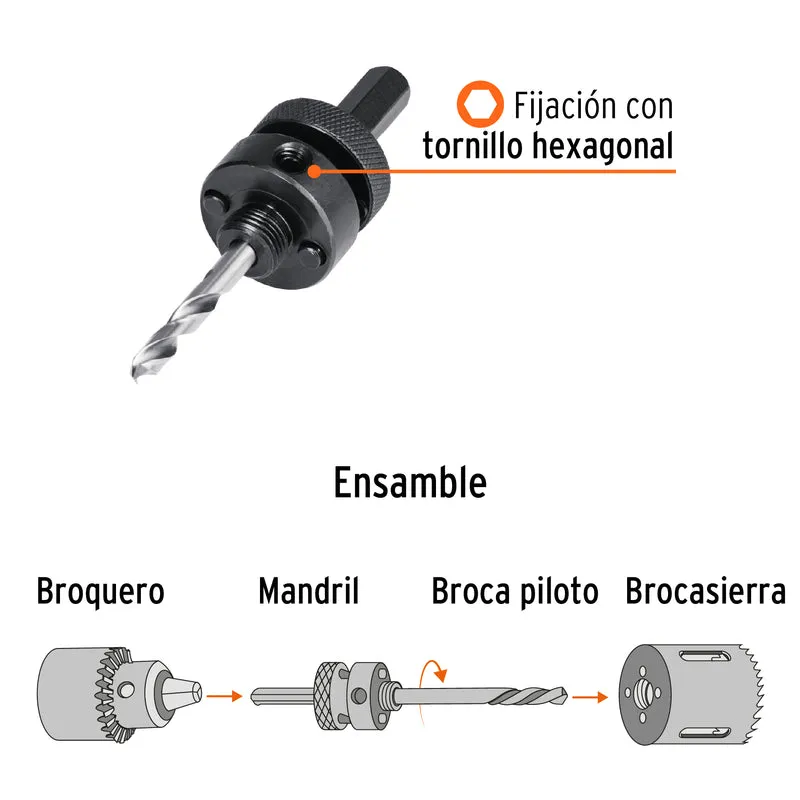 MANDRIL ZANCO 7/16" PARA BROCASIERRAS BIMETÁLICAS, TRUPER