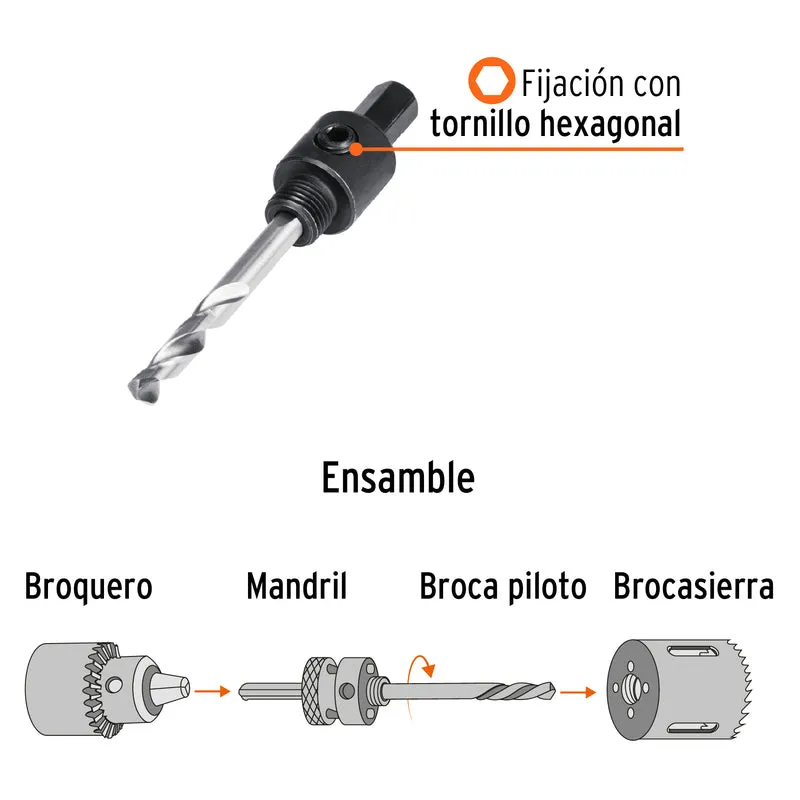 MANDRIL ZANCO 3/8" PARA BROCASIERRAS BIMETÁLICAS, TRUPER