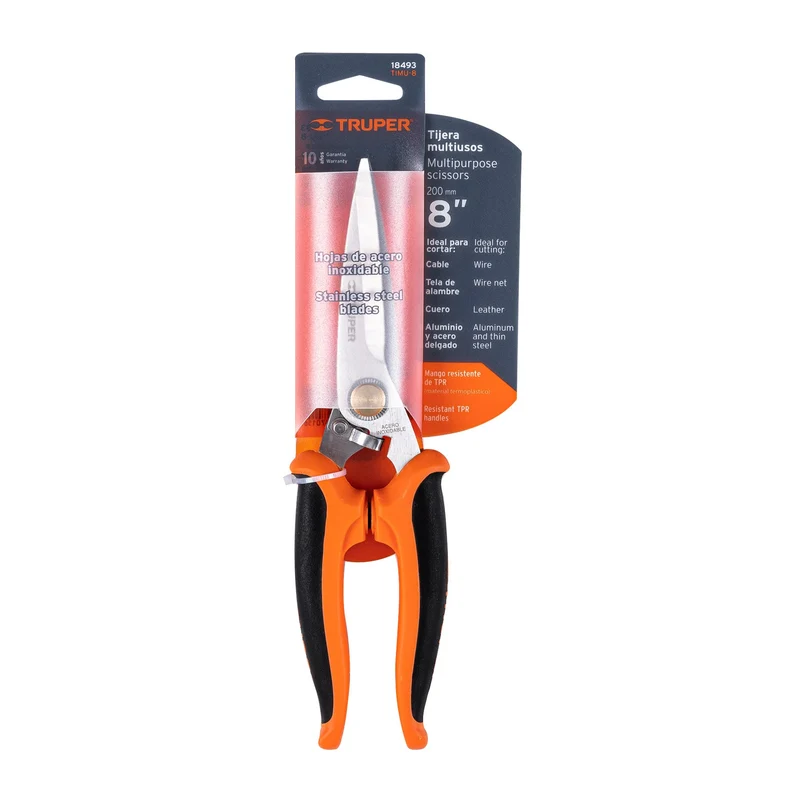 TIJERA 8" (20 CM) MULTIUSOS DE ACERO INOXIDABLE, TRUPER