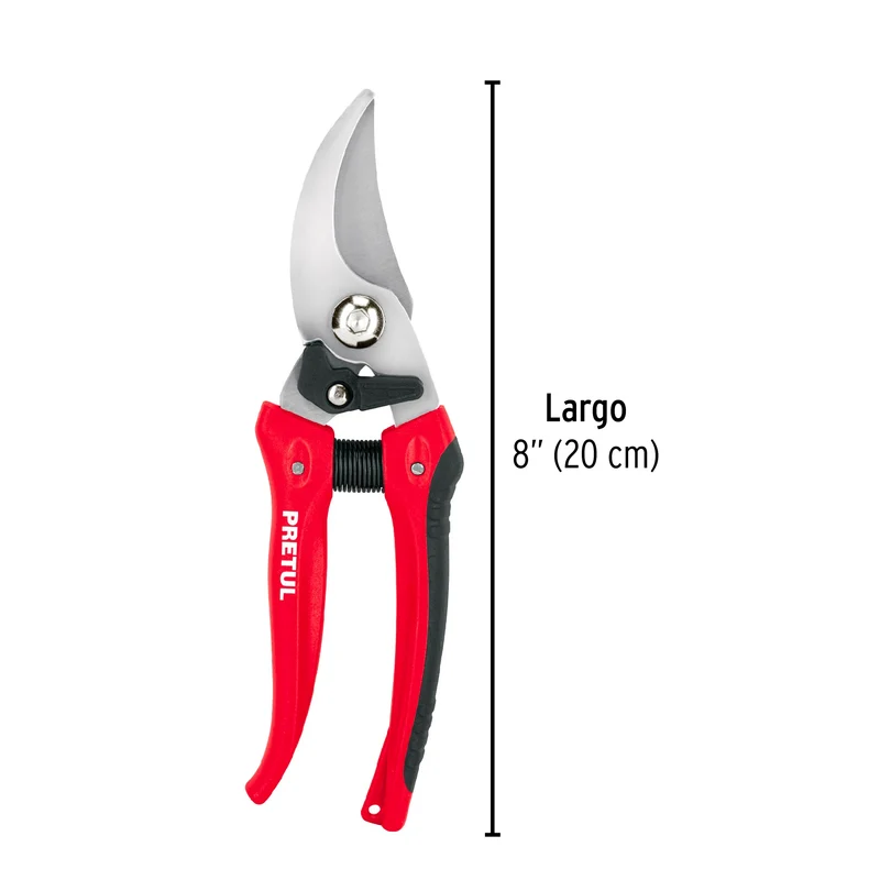TIJERA PARA PODA 8" CUCHILLA DE PASO DE ACERO INOXIDABLE, PRETUL