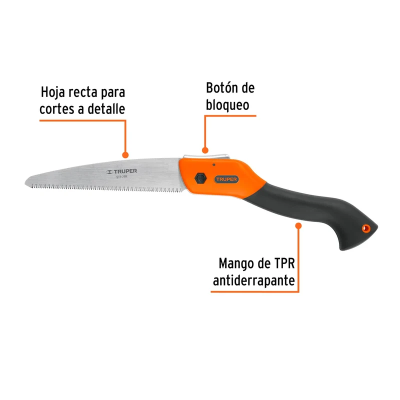 SERRUCHO PLEGABLE TRUPER 7", HOJA RECTA CON MAGO PLÁSTICO