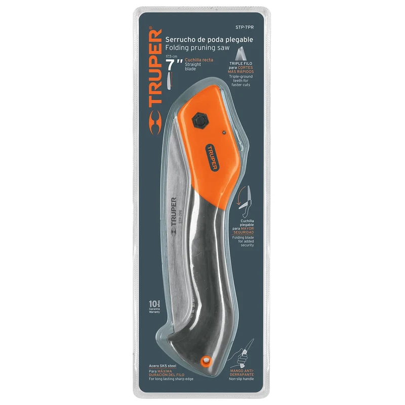 SERRUCHO PLEGABLE TRUPER 7", HOJA RECTA CON MAGO PLÁSTICO