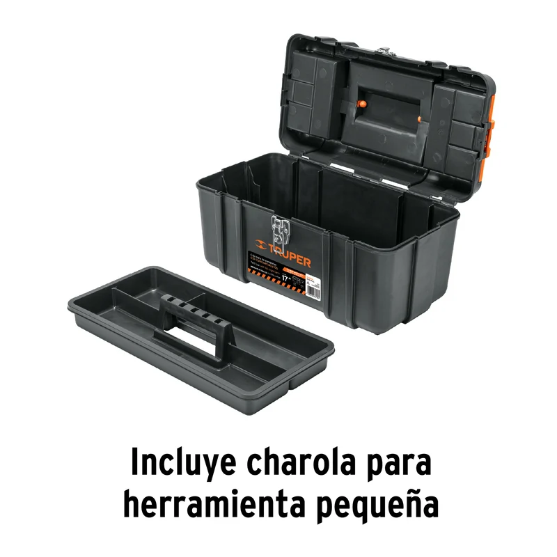 CAJA PARA HERRAMIENTA TRUPER DE 17", CON COMPARTIMENTOS