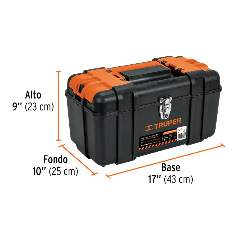 CAJA PARA HERRAMIENTA TRUPER DE 17", CON COMPARTIMENTOS