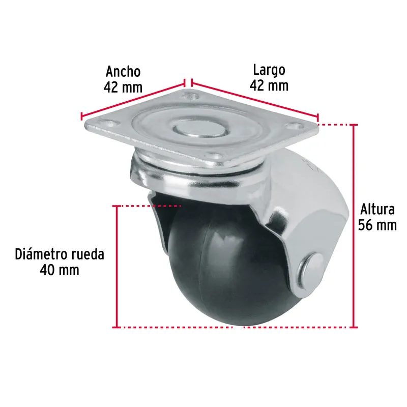 RUEDA 40 MM CON PLACA, FIERO