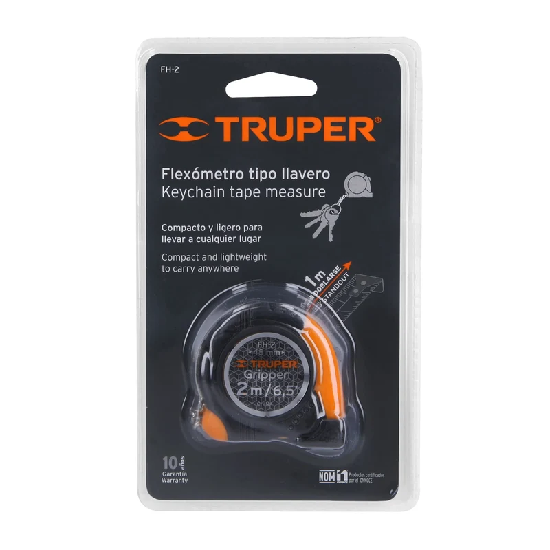 CINTA MÉTRICA GRIPPER TIPO LLAVERO TRUPER DE 2M, CINTA 13 MM