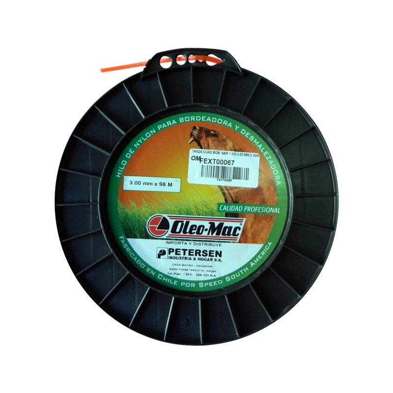 HILO DE NYLON CUADRADO OLEO MAC 3.00MM X 98M, ROLLO 1KG ALTA TECNOLOGÍA