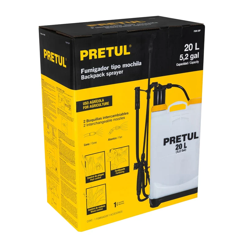 FUMIGADOR DE 20 L MANUAL DE MOCHILA, PRETUL