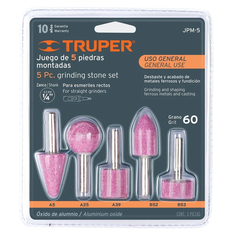 JUEGO DE 5 PIEDRAS MONTADAS ZANCO 1/4", TRUPER