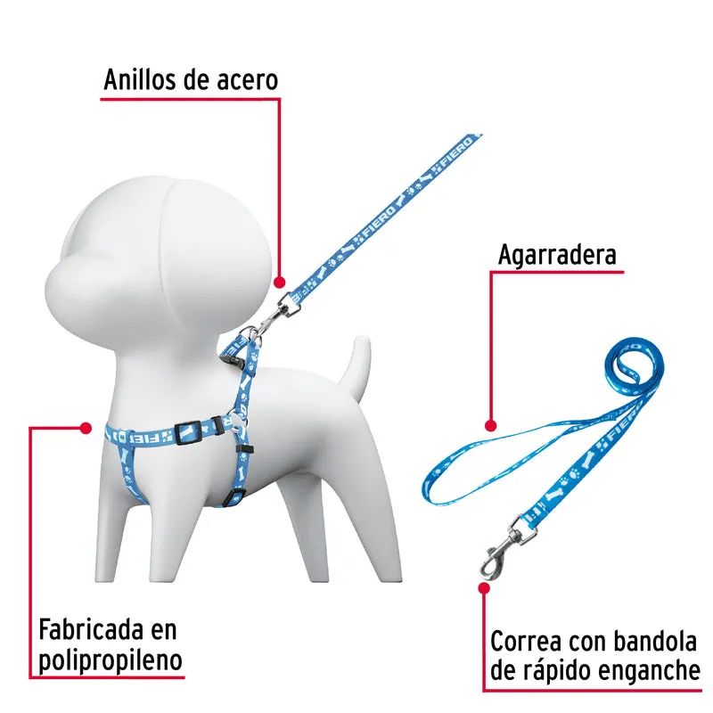 CORREA CON PECHERA PARA PERRO, 1.5 CM ANCHO, FIERO