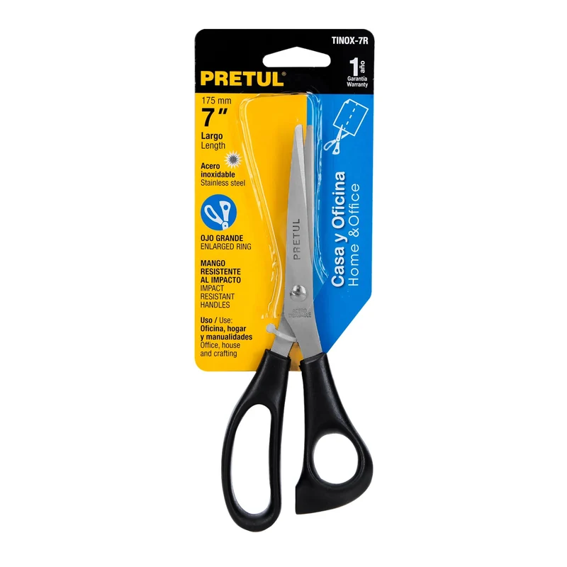 TIJERA 7" DE ACERO INOXIDABLE PARA CASA Y OFICINA, PRETUL