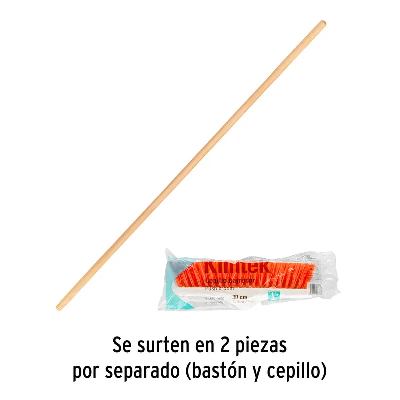 ESCOBA INDUSTRIAL TRUPR CERDA RÍGIDA DE 30 CM, BASTÓN DE MADERA