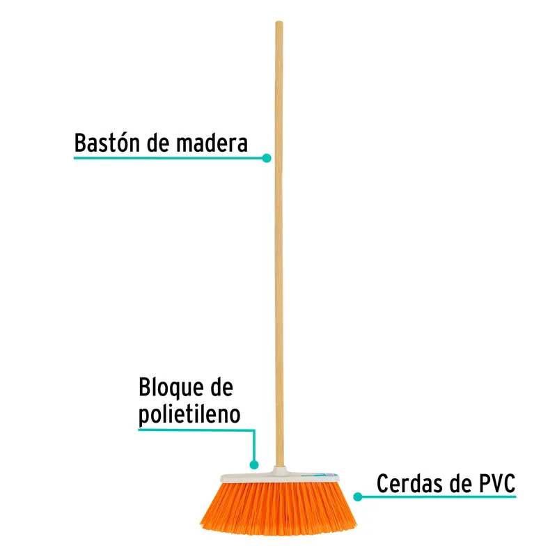 ESCOBA GRANDE TRUPER TIPO CEPILLO CON CERDAS DE PVC