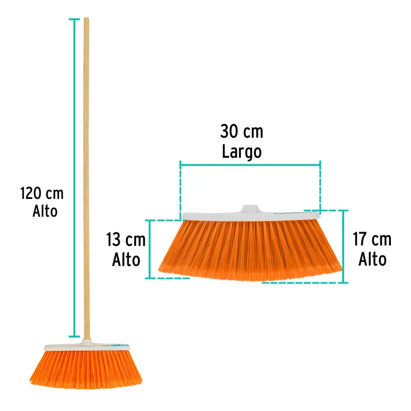 ESCOBA GRANDE TRUPER TIPO CEPILLO CON CERDAS DE PVC