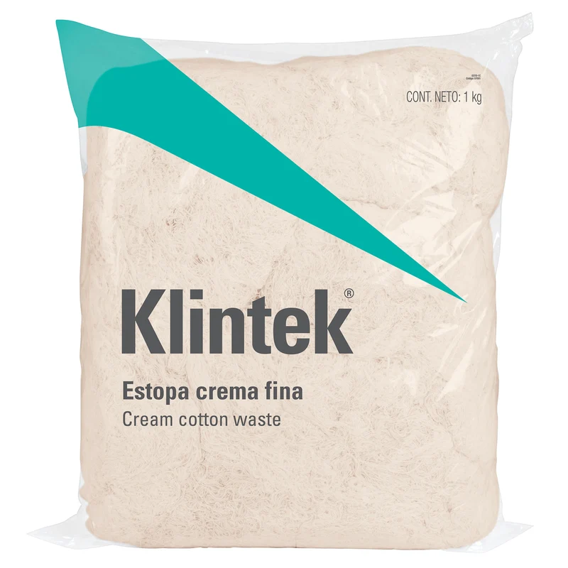 BOLSA DE 1 KG DE ESTOPA COLOR CREMA, KLINTEK