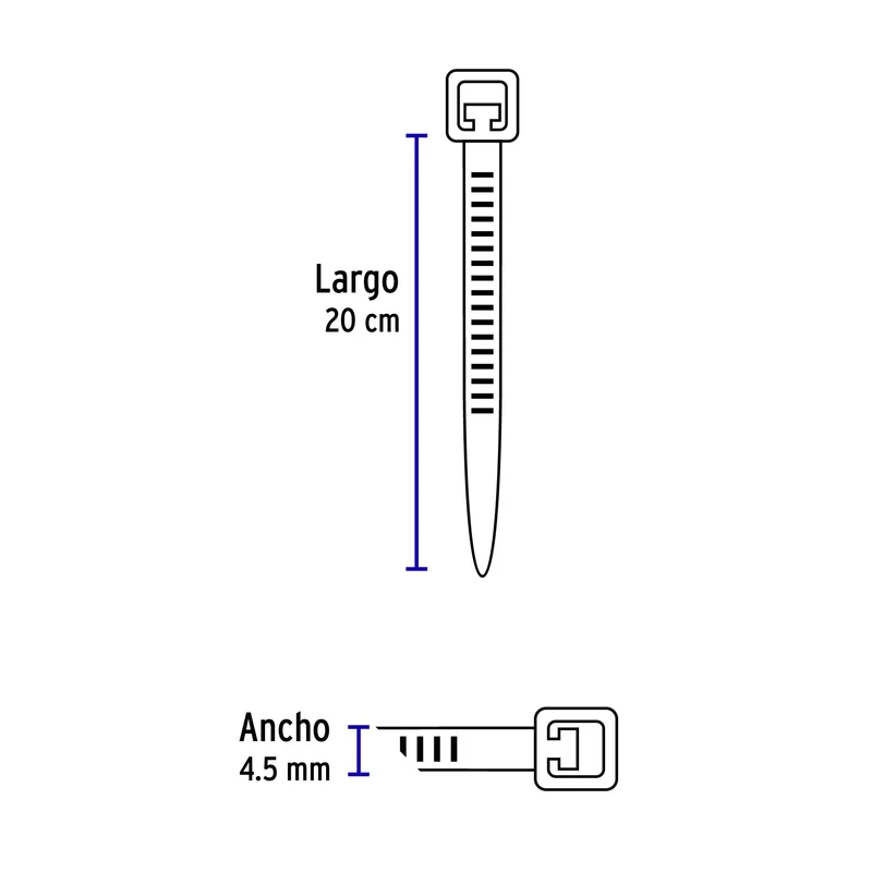 BOLSA CON 50 PRECINTOS PLÁSTICOS VOLTECK, 200X4.5 MM