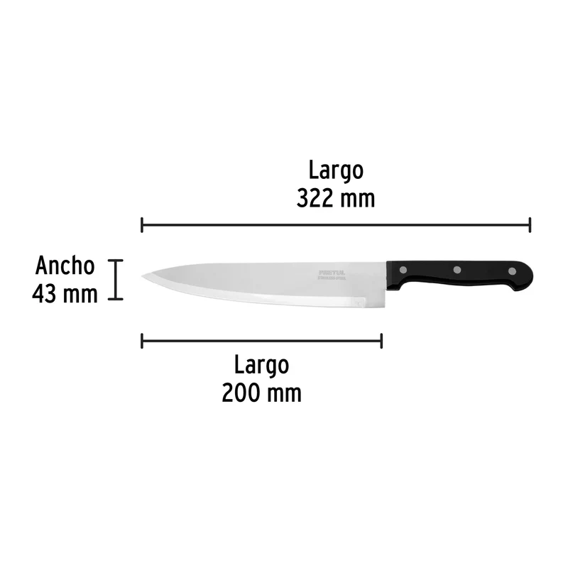 CUCHILLO DE CHEF 8" (20 CM) PRETUL, MANGO DE PLÁSTICO