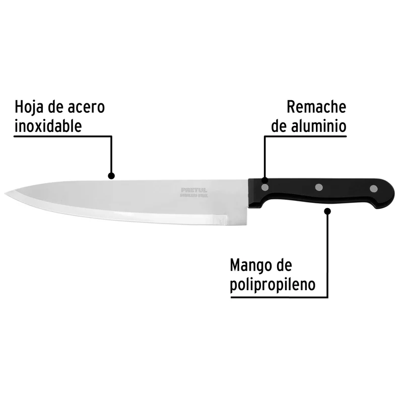 CUCHILLO DE CHEF 8" (20 CM) PRETUL, MANGO DE PLÁSTICO