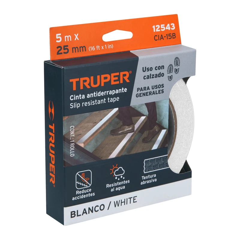 ROLLO DE 5M DE CINTA ANTIDERRAPANTE TRUPER,25MM CON ABRASIVO