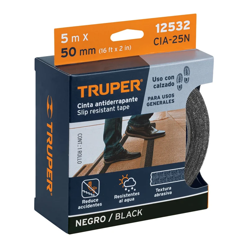 ROLLO DE 5M DE CINTA ANTIDERRAPANTE TRUPER, 50MM CON ABRASIVO