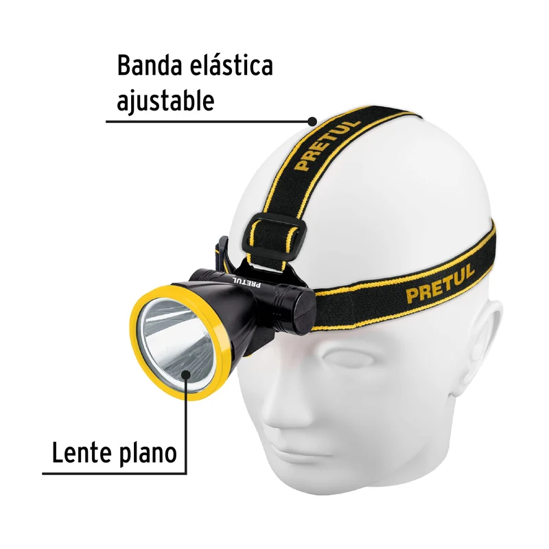 LINTERNA DE MINERO 125 LM RECARGABLE, PRETUL