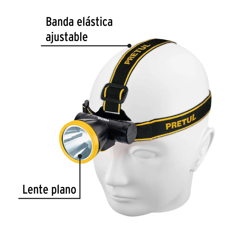 LINTERNA DE MINERO 90 LM RECARGABLE, PRETUL