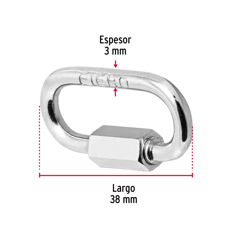 BANDOLA DE ACERO DE 1/8" CON SEGURO, FIERO
