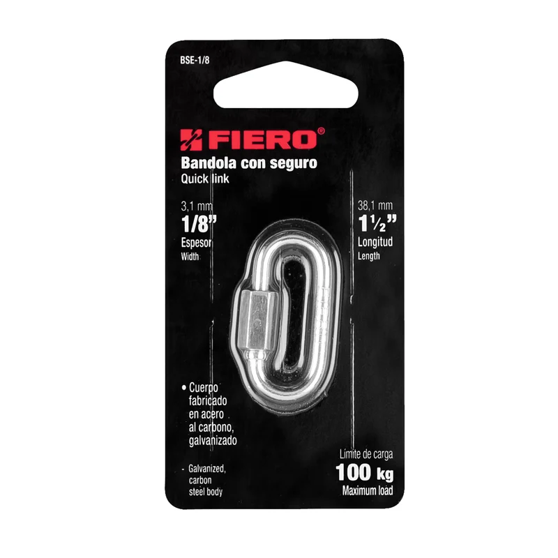 BANDOLA DE ACERO DE 1/8" CON SEGURO, FIERO