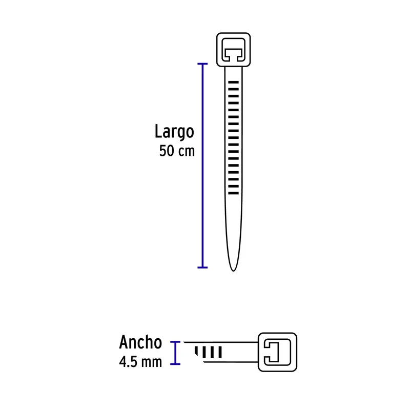 BOLSA CON 25 PRECINTOS PLÁSTICOS VOLTECK, 500X4.5 MM