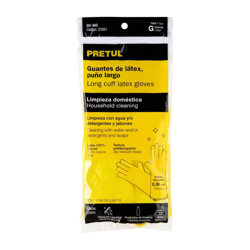 GUANTES DE LÁTEX PARA LIMPIEZA PRETUL, TALLA GRANDE