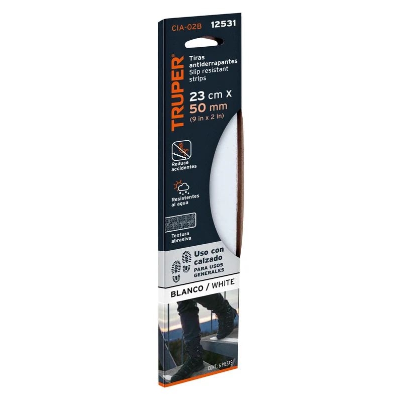 6 TIRAS DE 23CM ANTIDERRAPANTES TRUPER, 50MM CON ABRASIVO