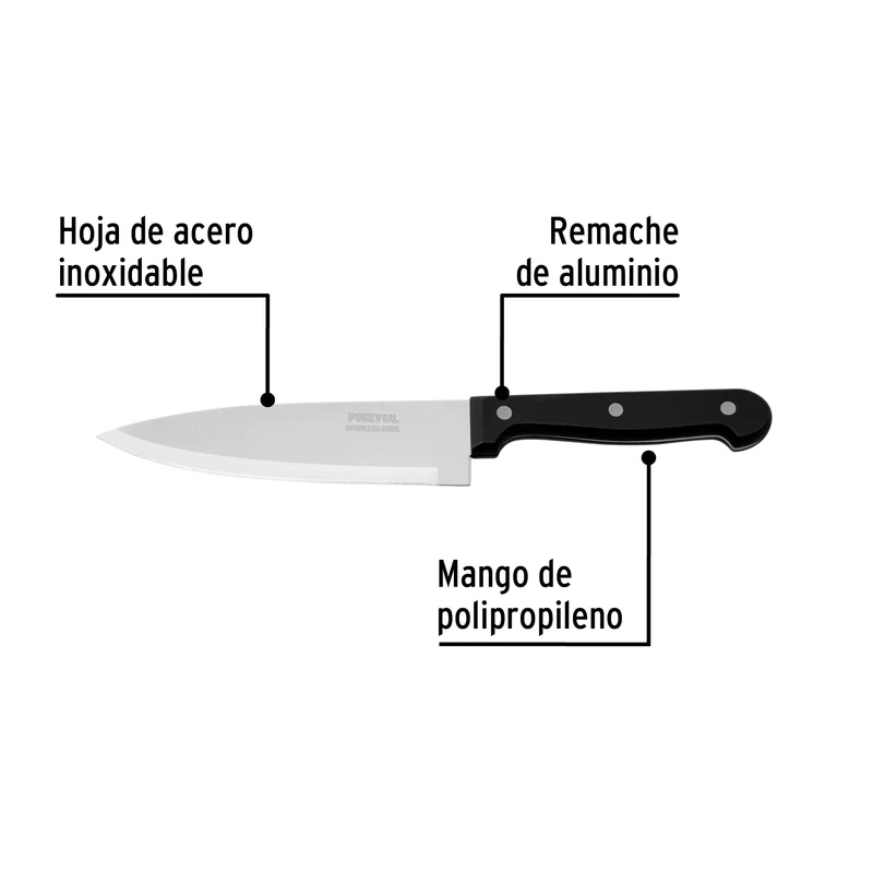 CUCHILLO DE CHEF PRETUL 6", MANGO DE POLIPROPILENO
