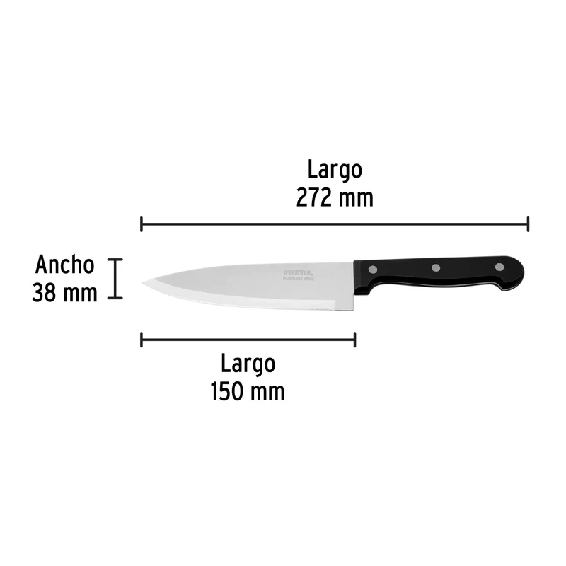 CUCHILLO DE CHEF PRETUL 6", MANGO DE POLIPROPILENO