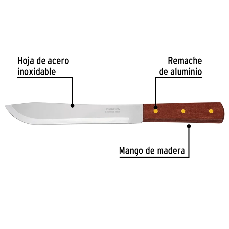 CUCHILLO CEBOLLERO PRETUL 8",MANGO DE MADERA