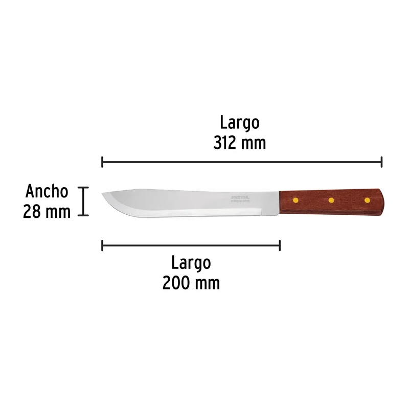 CUCHILLO CEBOLLERO PRETUL 8",MANGO DE MADERA