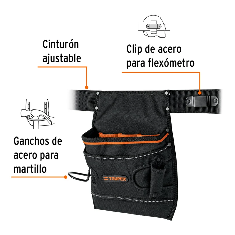 PORTA HERRAMIENTAS TRUPER DE POLIÉSTER CON 7 COMPARTIMENTOS