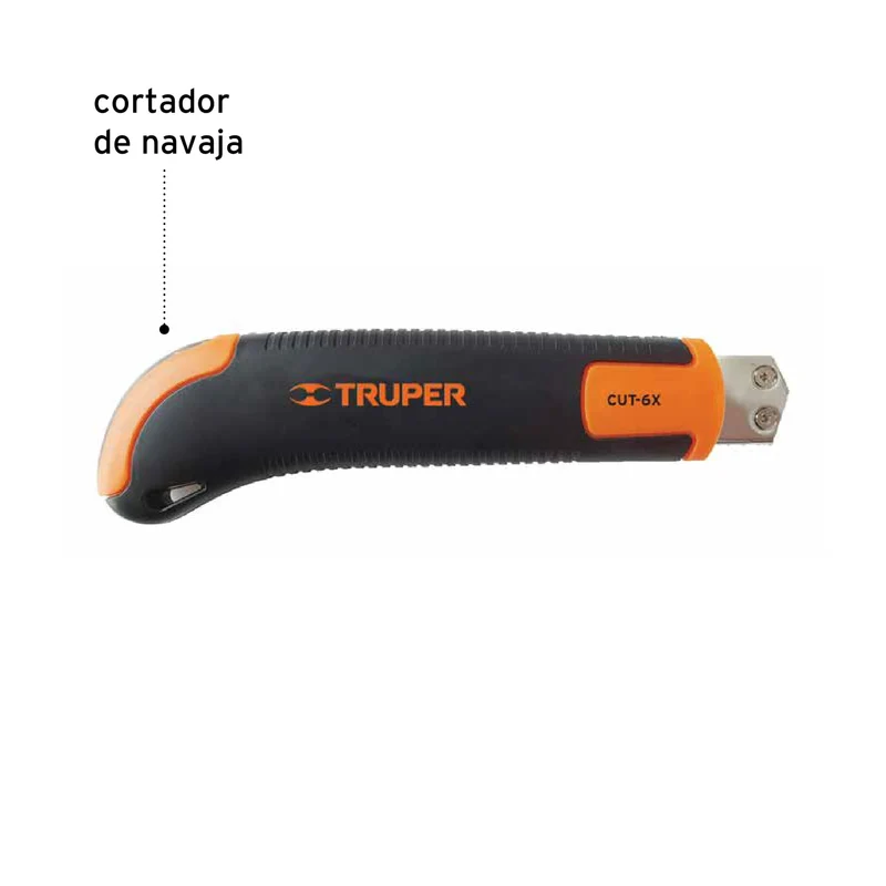 CUTTER 18 MM PROFESIONAL TRUPER CON ALMA METÁLICA Y GRIP