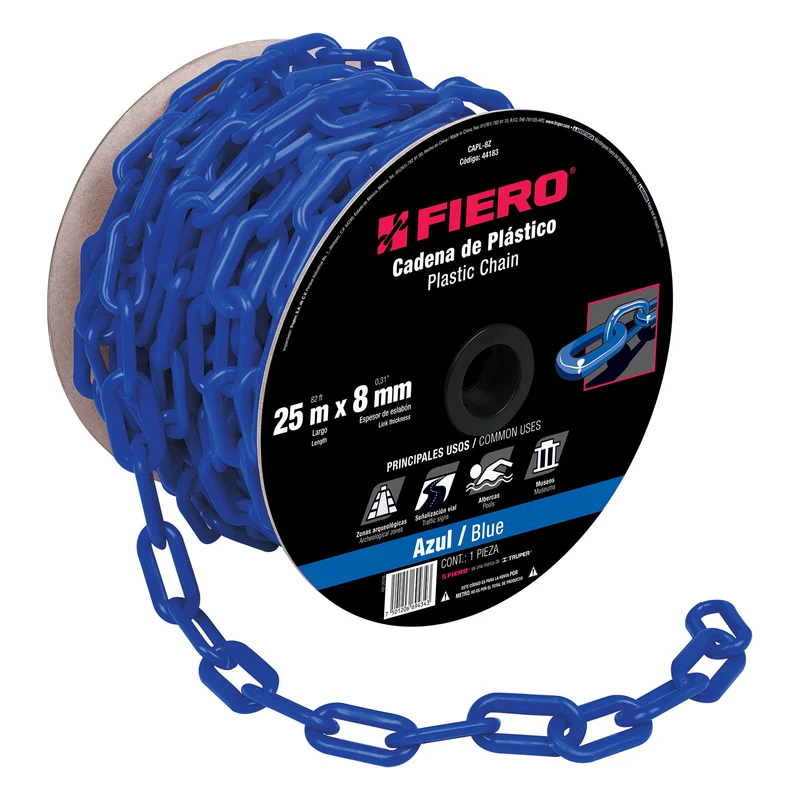 CADENA FIERO 8 MM DE PLÁSTICO AZUL, CARRETE DE 25M