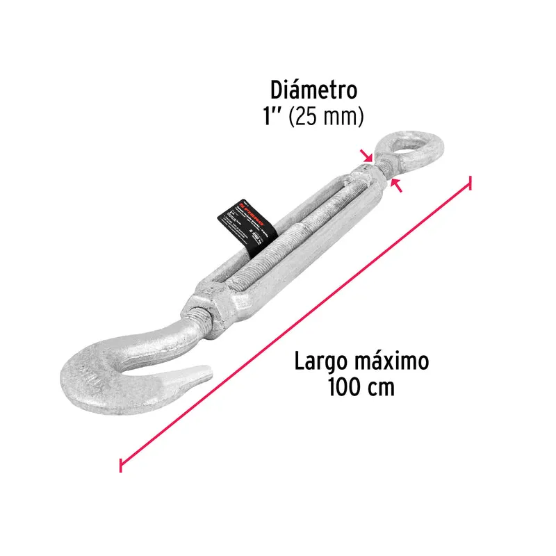 TENSOR FORJADO 1" GANCHO-ARGOLLA, FIERO