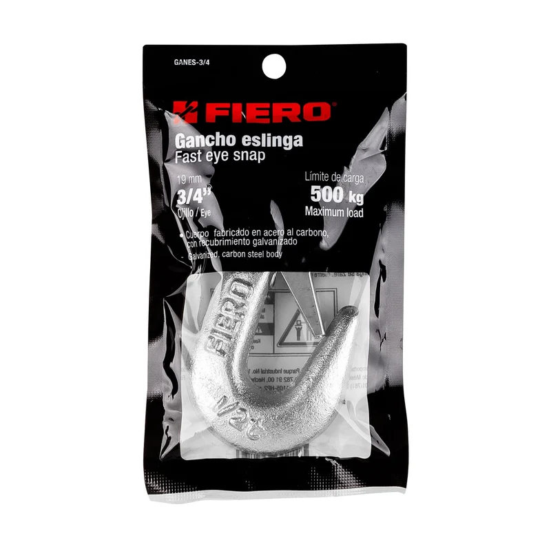 GANCHO ESLINGA DE ACERO FORJADO 3/4" FIERO, CARGA 500 KG