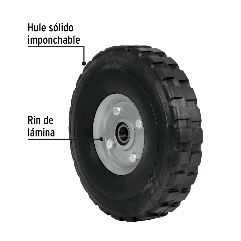 RUEDA DE HULE SÓLIDO PRETUL DE 9", DOBLE BALERO
