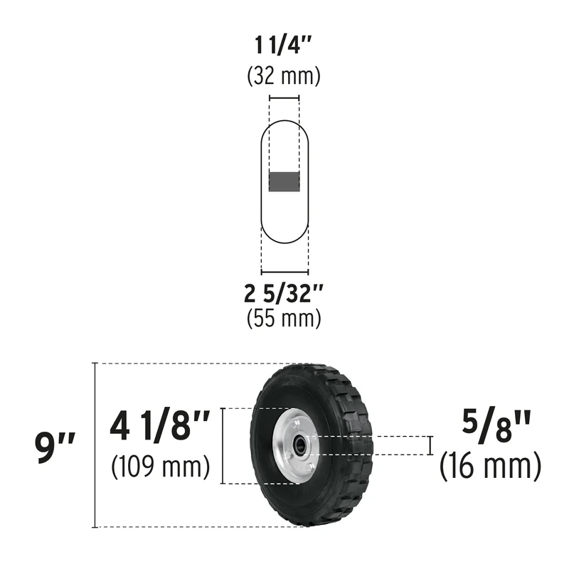 RUEDA DE HULE SÓLIDO PRETUL DE 9", DOBLE BALERO