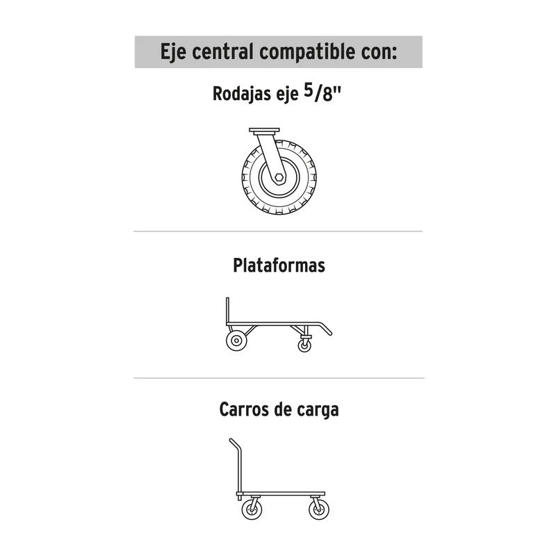 RUEDA DE HULE SÓLIDO PRETUL DE 8", DOBLE BALERO